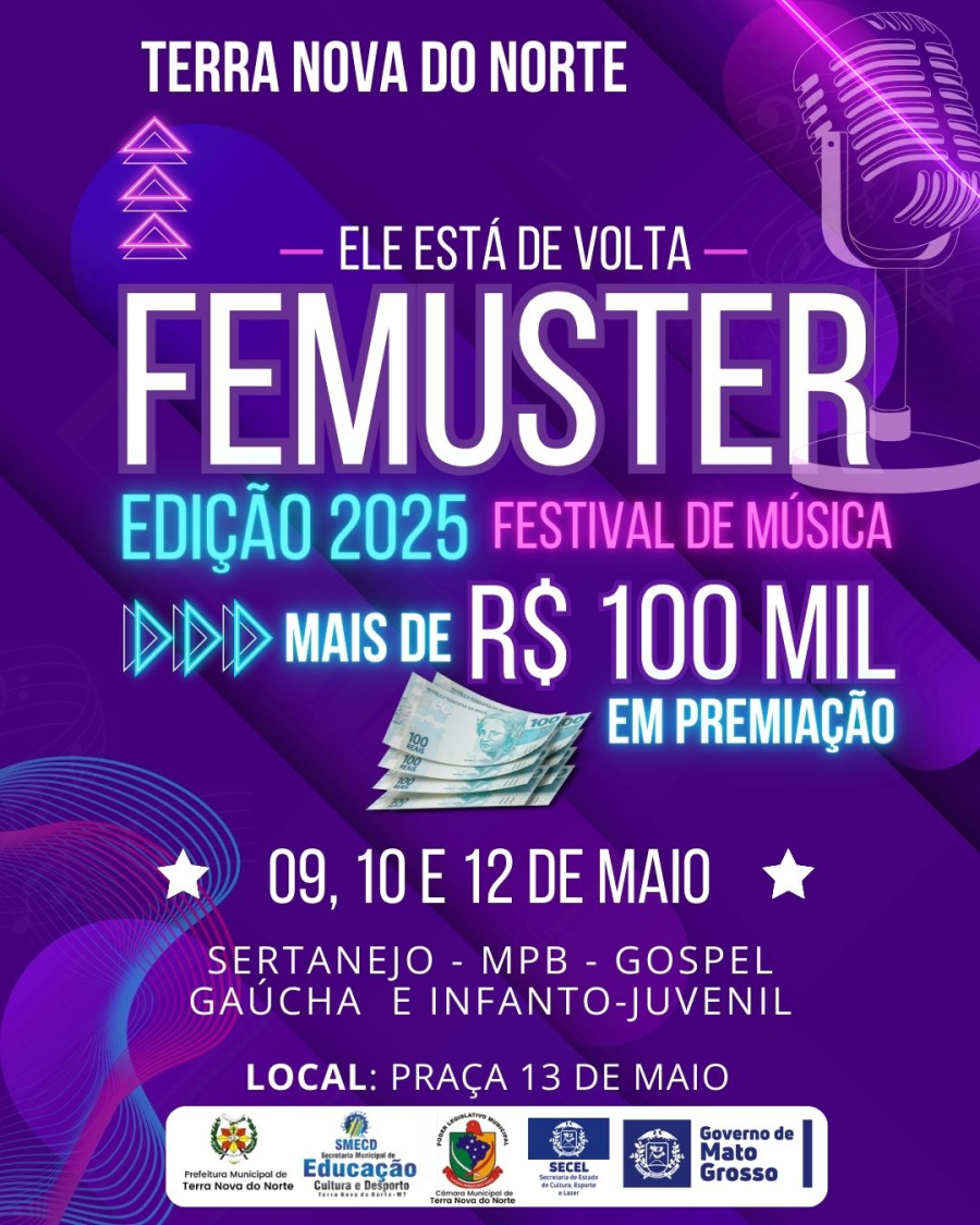 Femuster 2025 promete agitar Terra Nova do Norte com mais de R$ 100 mil em premiação