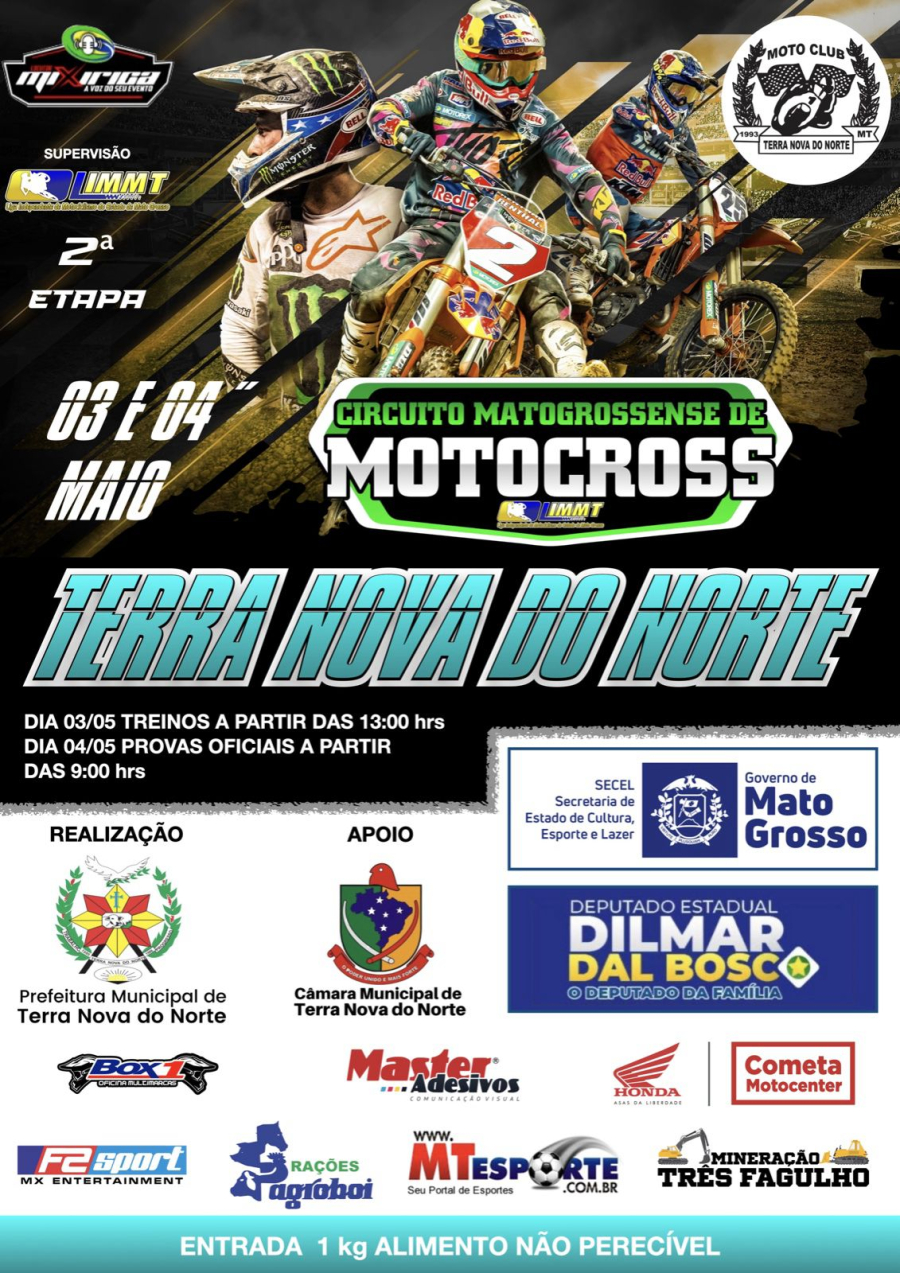 Terra Nova do Norte sediará neste domingo a 2ª Etapa do Circuito Matogrossense de Motocross 2025
