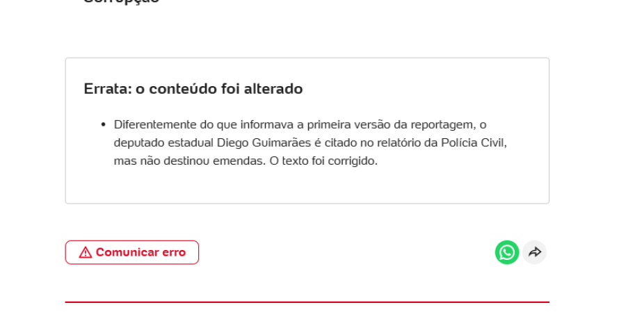 UOL publica errata após vincular Diego Guimarães a caso de superfaturamento. Deputado reforça transparência e isenção no caso.