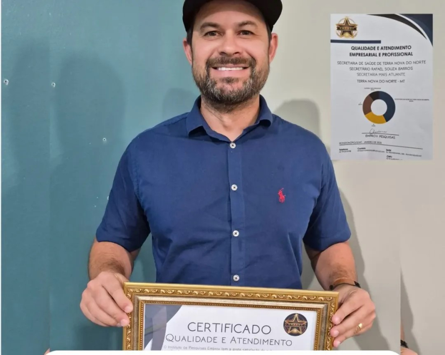 Secretaria de Saúde de Terra Nova do Norte recebe prêmio de Qualidade e Atendimento