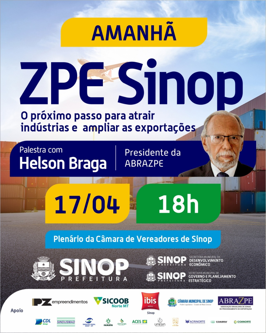 Sinop recebe palestra sobre ZPE e desenvolvimento econômico com foco em exportações