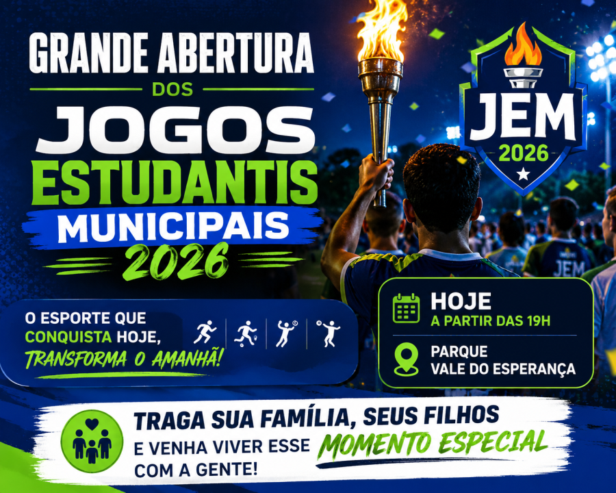 Abertura dos Jogos Estudantis Municipais 2026 acontece nesta noite no Parque Vale do Esperança