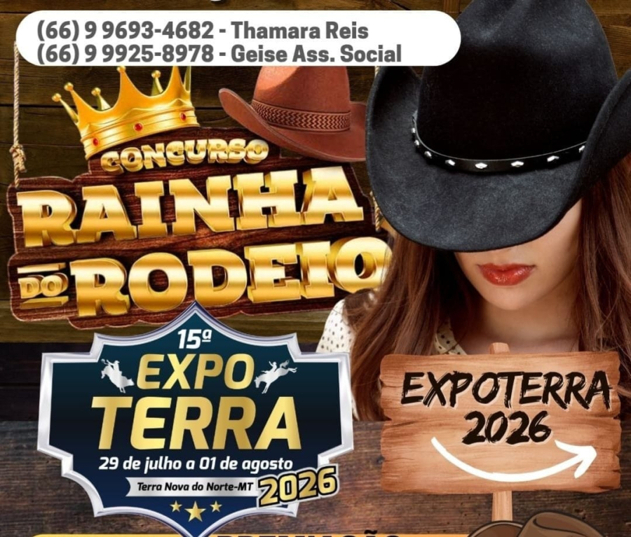 ESTÃO ABERTAS AS INSCRIÇÕES PARA O CONCURSO RAINHA DO RODEIO DA EXPOTERRA 2026