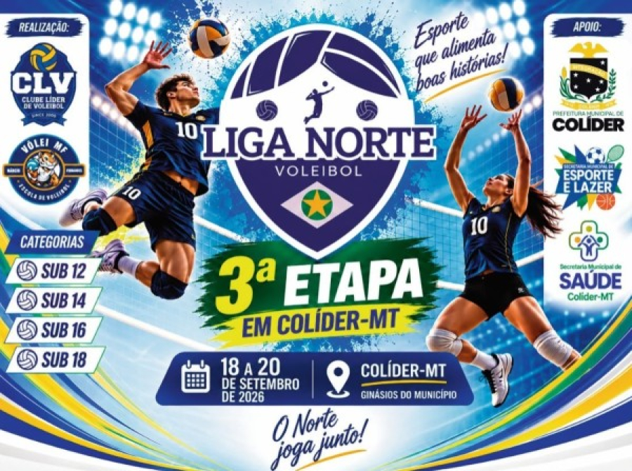 Colíder recebe 3ª etapa da Liga Norte de Voleibol com 71 equipes
